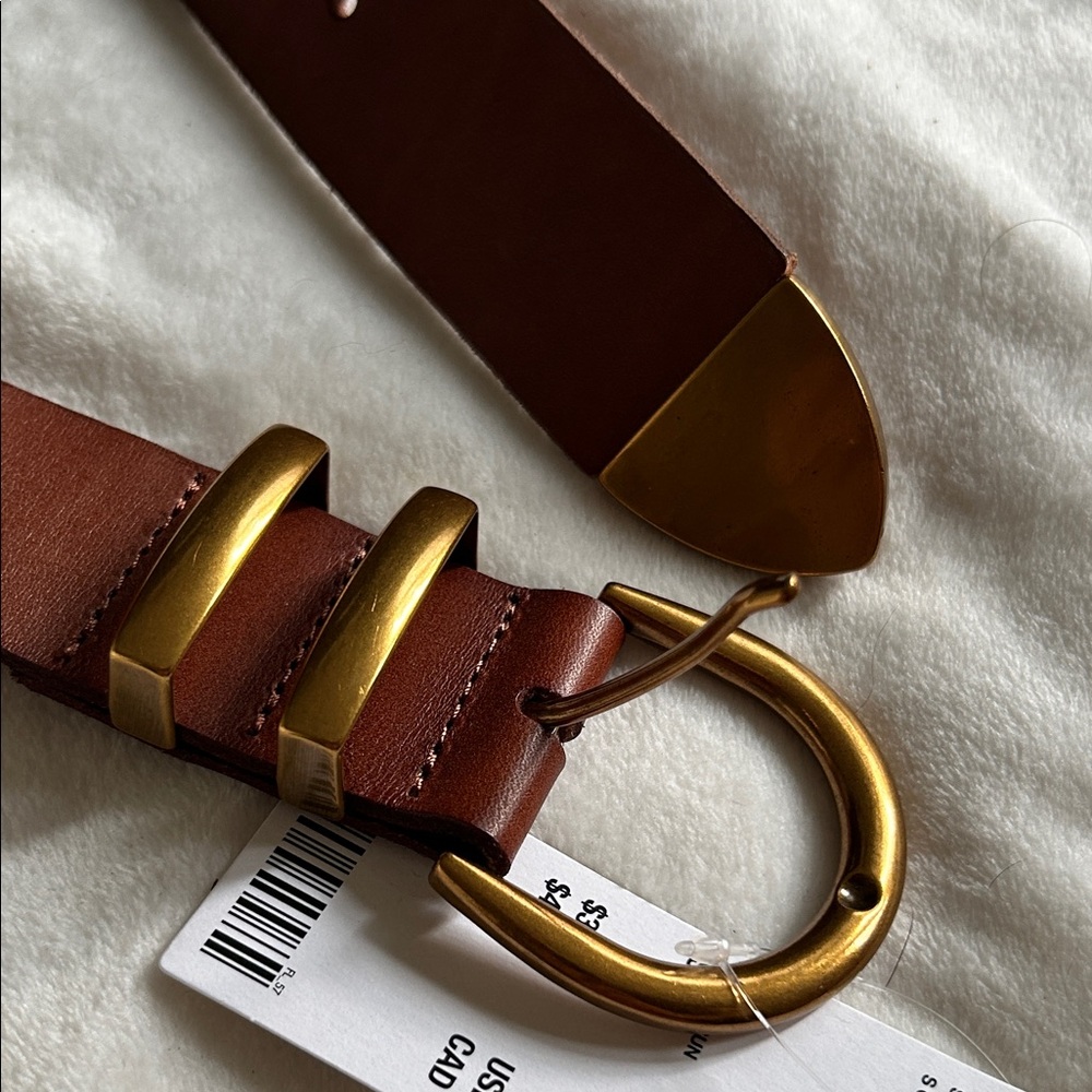 Urban Outfitters Brown Leather Belt with Gold Buckle - Picture 3 of 5